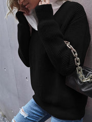 V Neck Long Sleeve Sweater Women's Clothing