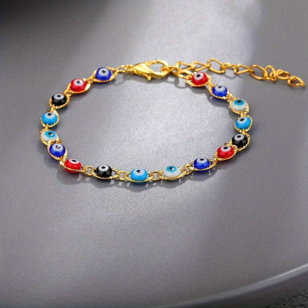 Multicolor Devil's Eye Beads Resin Bracelet