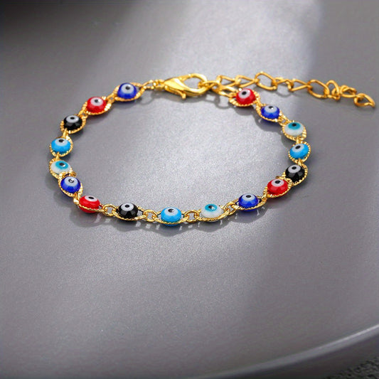 Multicolor Devil's Eye Beads Resin Bracelet
