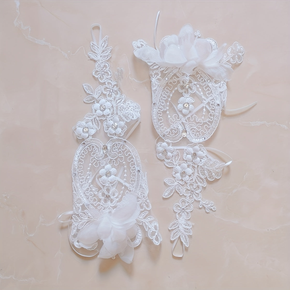 Women's Lace Floral Bridal Gloves for Wedding Prom Formal Events