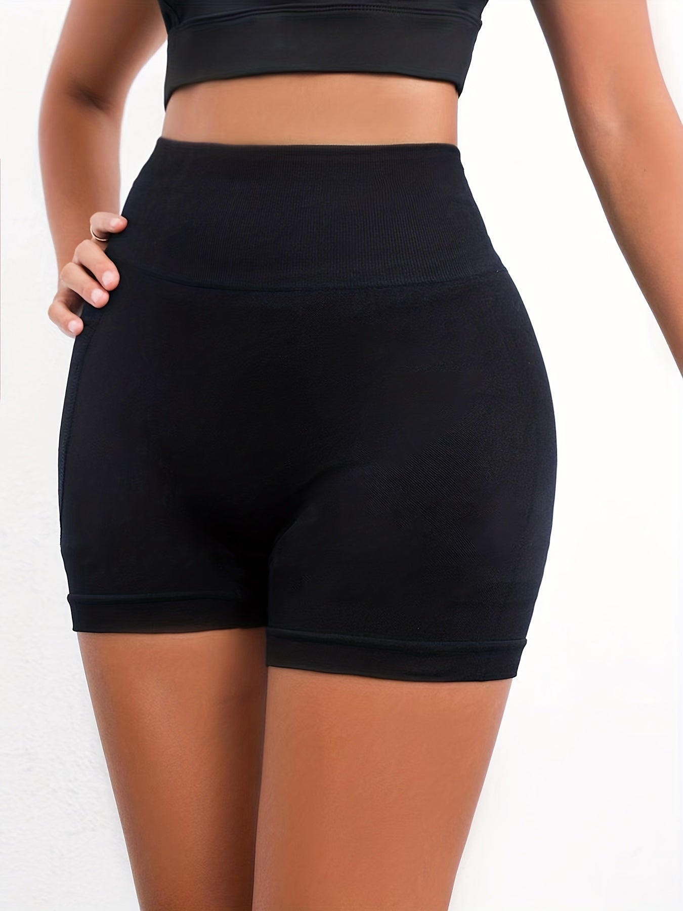 Solid Summer Biker Shorts High Stretch Fitness Yoga Shorts