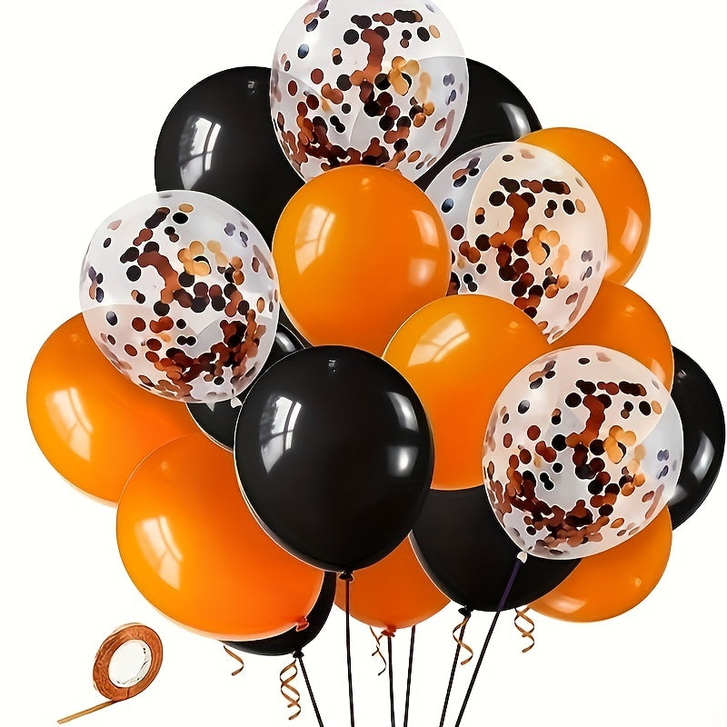 60pcs Orange Latex Balloons & Confetti Balloons for Halloween Party