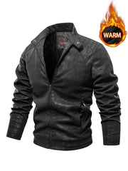Men's Soft Shell PU Leather Jacket Windproof Waterproof
