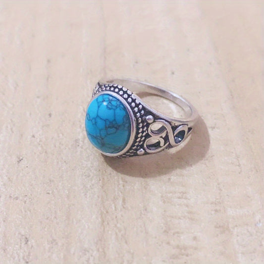 Vintage Turquoise Engagement Ring Wedding Bridal Jewelry