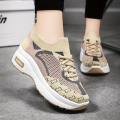 Women's Mesh Platform Sneakers Casual Lace Up Shoes