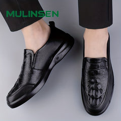 Men's Soft Thick Sole PU Leather Loafer Shoes Comfy Slip On Shoes