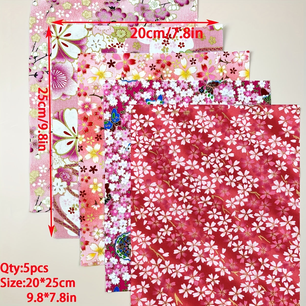 5pcs Japanese Print Cotton Quilting Fabric Bundle DIY Sewing Cloth Accessories