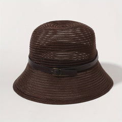 Brown Mesh Bucket Hat Vintage Jazz Fisherman Cap