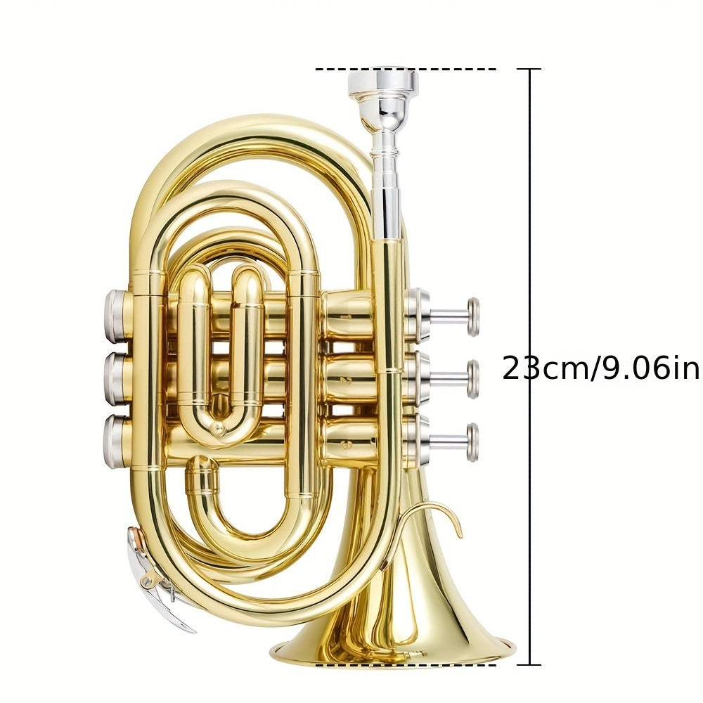 Pro Pocket Trumpet B flat Brass Kaluolin K200 Horn 7C Silver Plated