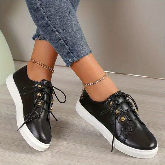Women's Lightweight Platform Sneakers Low Top Casual Shoes