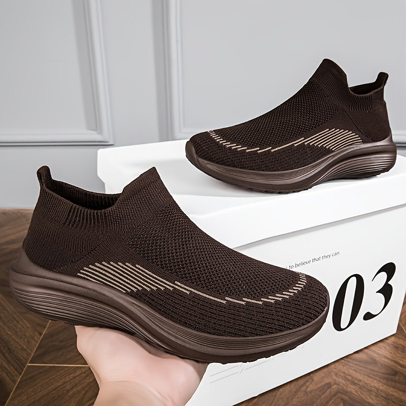 Women's Non Slip Flying Woven Running Shoes Lightweight Breathable Slip on Socks