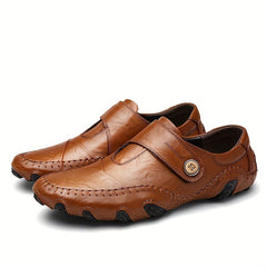 CLOHOO Retro Loafers Slip On Sneakers Light Brown