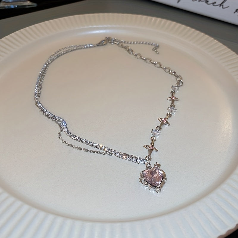 Y2K Irregular Heart Star Necklace for Women