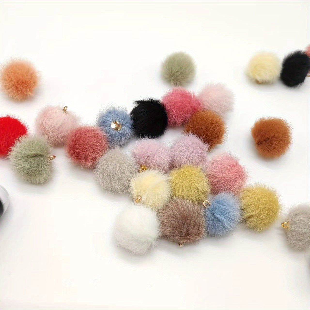 10pcs Mink Plush Pendant With Hole Keychain DIY Jewelry Mixed Y2K Charms
