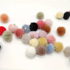 10pcs Mink Plush Pendant With Hole Keychain DIY Jewelry Mixed Y2K Charms