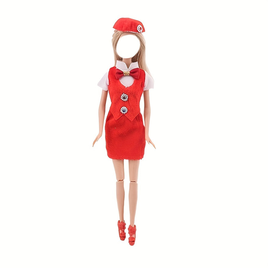 Short Skirt Stewardess & Nurse Uniform Suit For 11-8 Inch Dolls