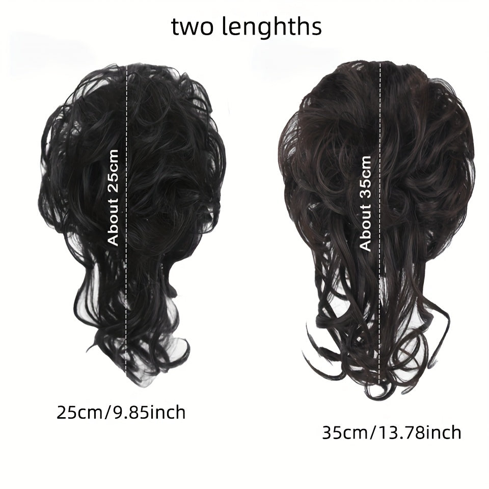Wavy Curly Hairpieces Clip In Hair Extension Natural Brown