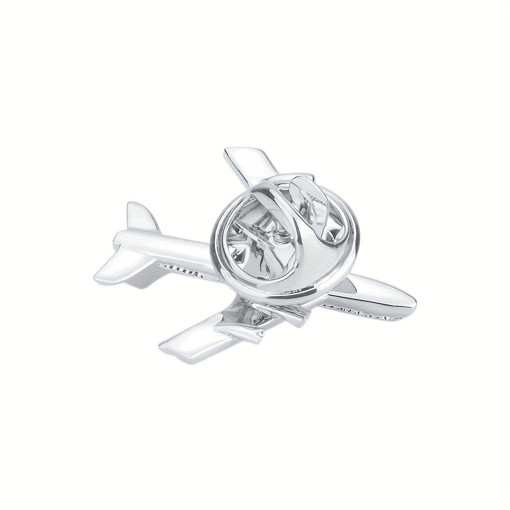 Men's Silver Airplane Brooch Retro Lapel Pin Suit Collar Corsage