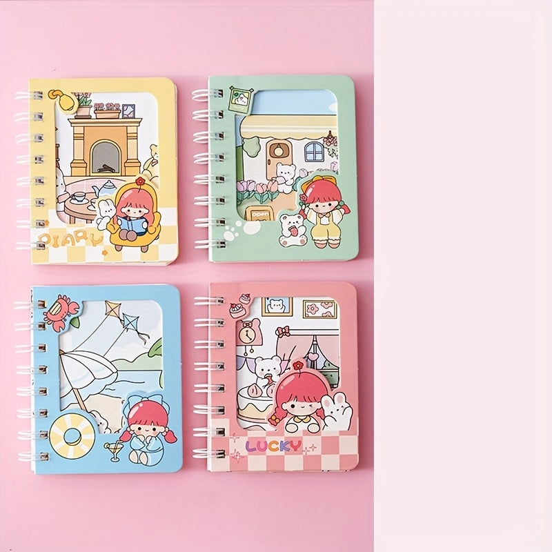 Set Of 4 Hand Account Book Pocket Coil Portable Loose leaf Novelty Small Book