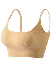 5pcs Ribbed Push Up Bras Comfy & Breathable Intimates Bra Women's Lingerie