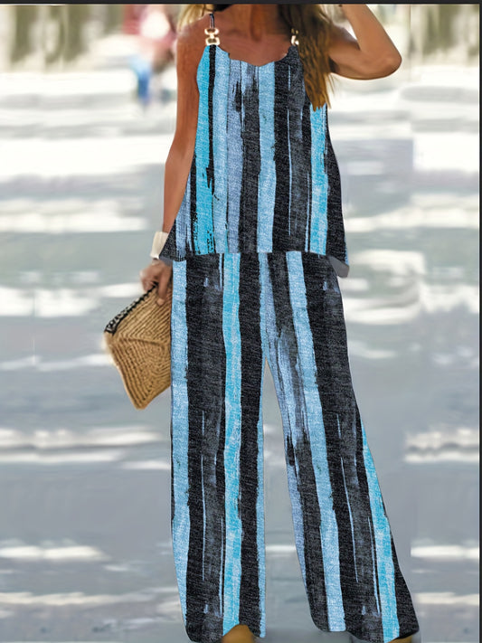  Tie Dye Stripe Print Cami Top & Pants Set