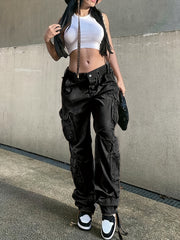 Women's Plus Size Solid Wide Leg Baggy Cargo Pants