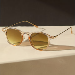 Translucent Round Frame Sunglasses Rivet Decor Glasses UV400