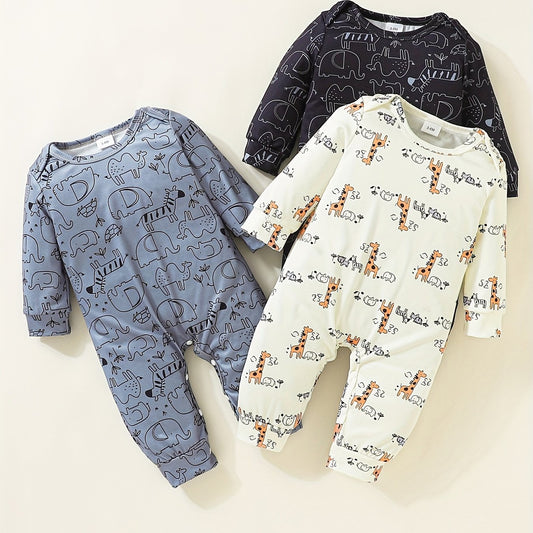 Baby Boys Gift Soft Loungewear Set Long Sleeve Rompers 3pcs