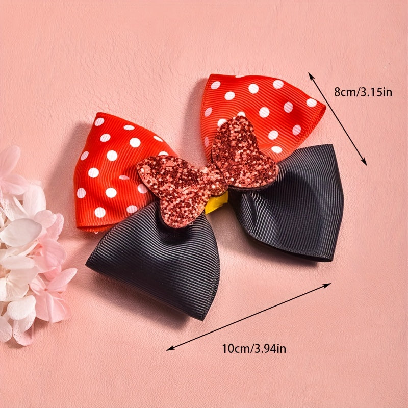 Cute Ribbon Polka Dot Bow Hair Clips for Girls