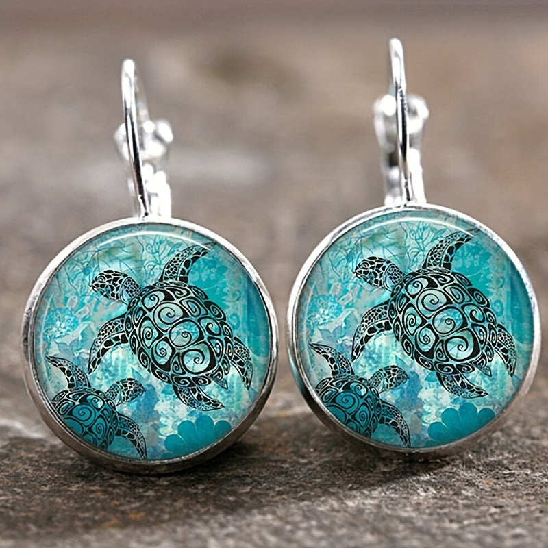 Vintage Time Gemstone Glass Earrings Sunflower Tree Butterfly