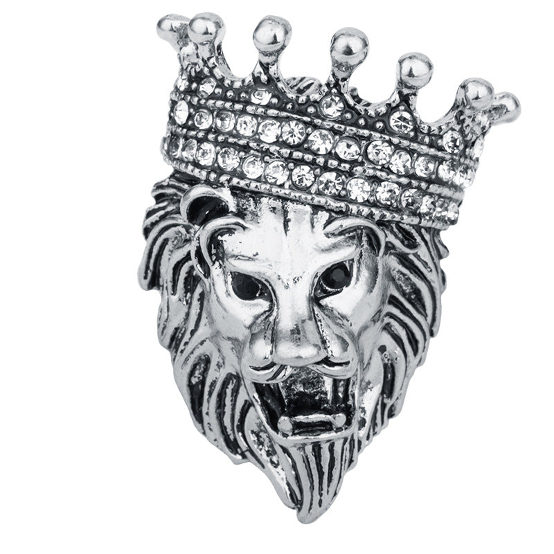 Vintage Lion Brooch King Of The Prairie Crown Pin Coat Jacket Suit Accessories