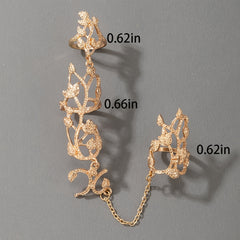 Flower Chain Stylish Hollow Carving Ring Jewelry For Women