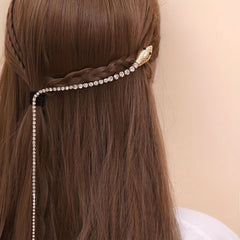 Rhinestone Beaded Chain Hair Clip Back Head Clip Ponytail Accessories