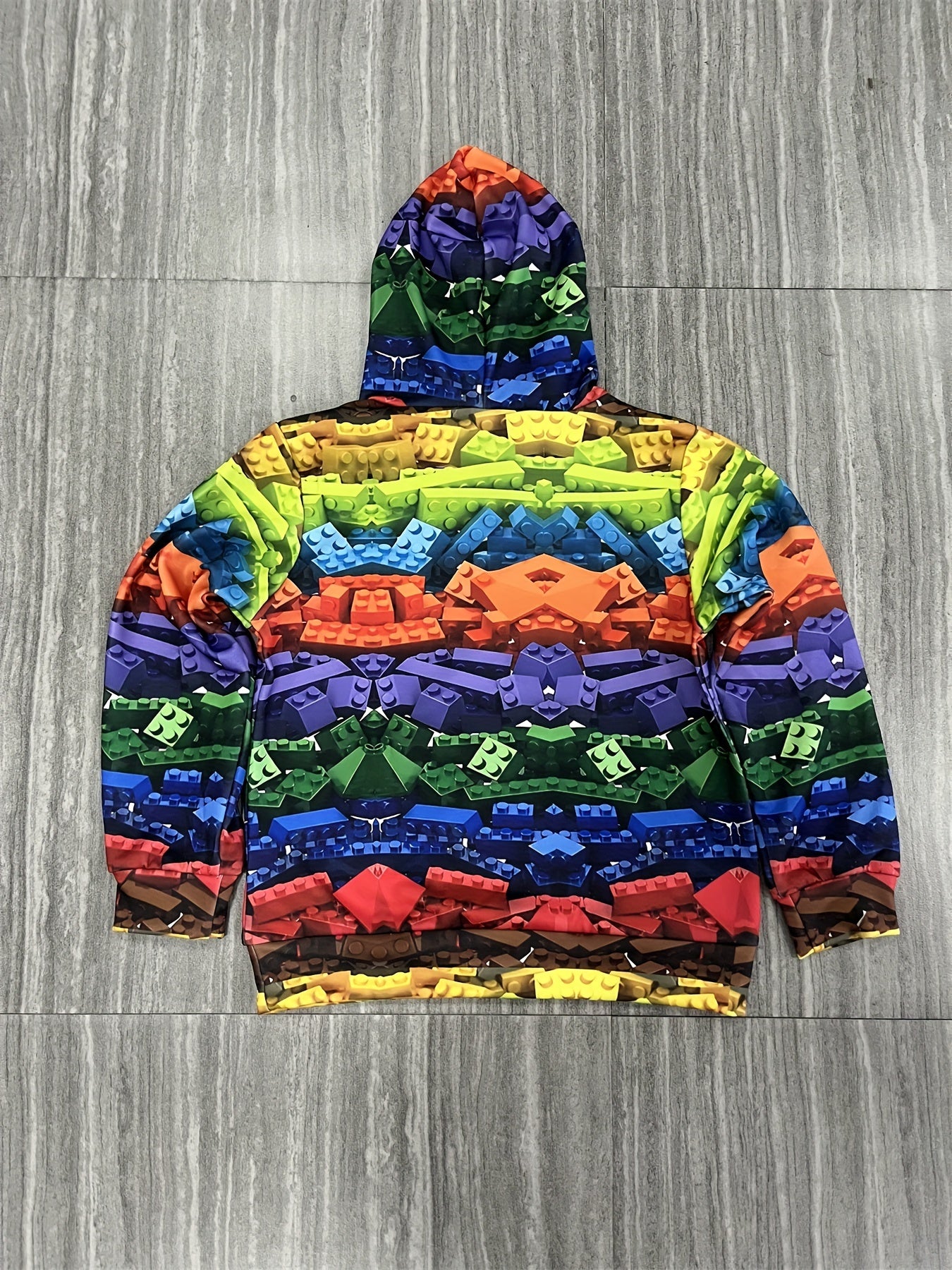Boy's 3D Building Blocks Print Hoodie - Casual Hooded Sweatshirt