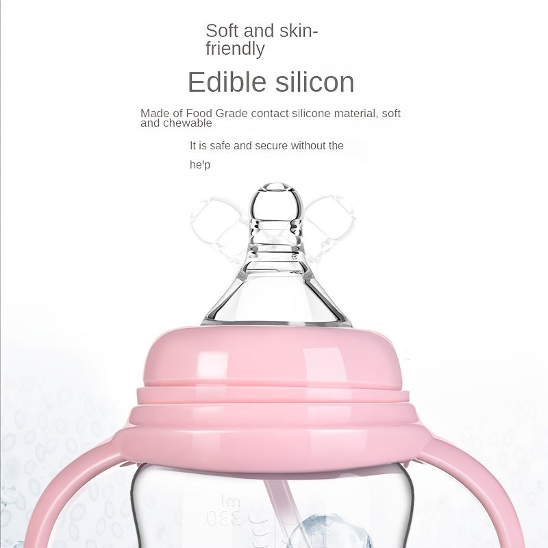 220ml 7.4oz Cartoon Baby Bottle Anti Colic Non Collapse Nipple