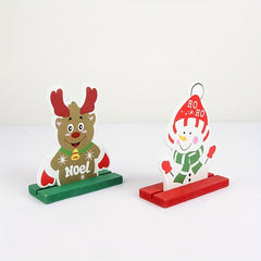 Christmas Wooden Ornament Painted Mosaic Santa Decoration