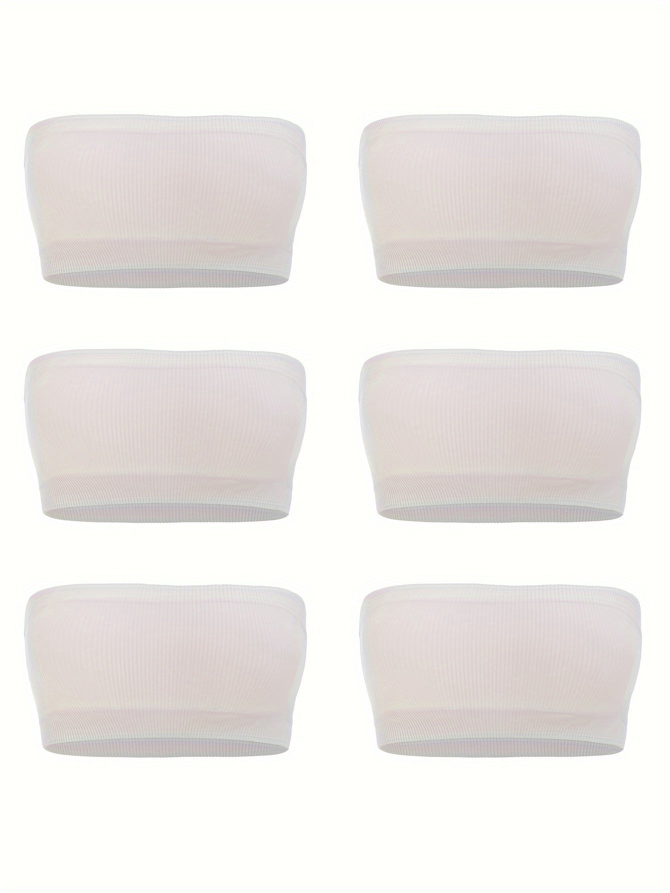 6pcs Seamless Strapless Bandeau Bras Soft Stretch Everyday Bra Women's Lingerie
