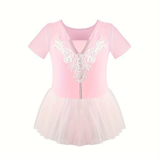 Girls 95 Cotton Short Sleeve Ballet Tutu Leotard Romper