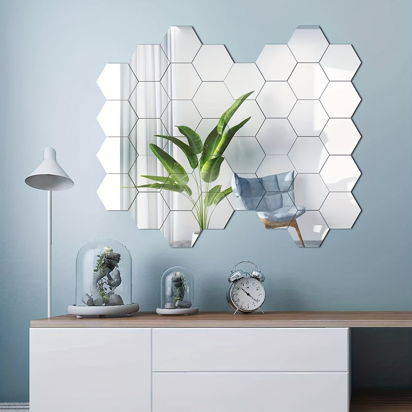 Hexagon 3D Mirror Wall Stickers 4 PCS