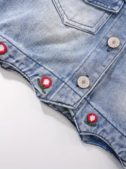 Girls' Denim Jacket Long Sleeve Top For Spring And Autumn