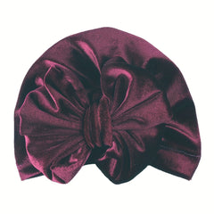Striped Velvet Bow Baby Hat for Daily Life