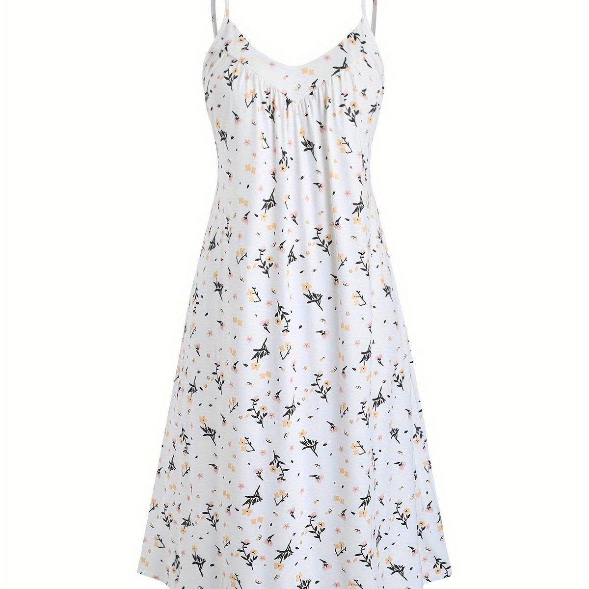  Ditsy Floral Print V Neck Cami Sleep Dress