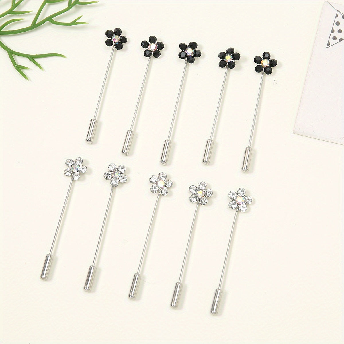 10pcs Colorful Flower Scarf Pin Rhinestone Turban Clip Hijab Shawl Brooch