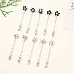 10pcs Colorful Flower Scarf Pin Rhinestone Turban Clip Hijab Shawl Brooch