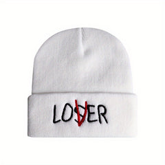 Unisex Skiing Pullover with LOSER Embroidery Knit Hat