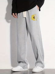 Sunflower Pattern Loose Fit Drawstring Pants