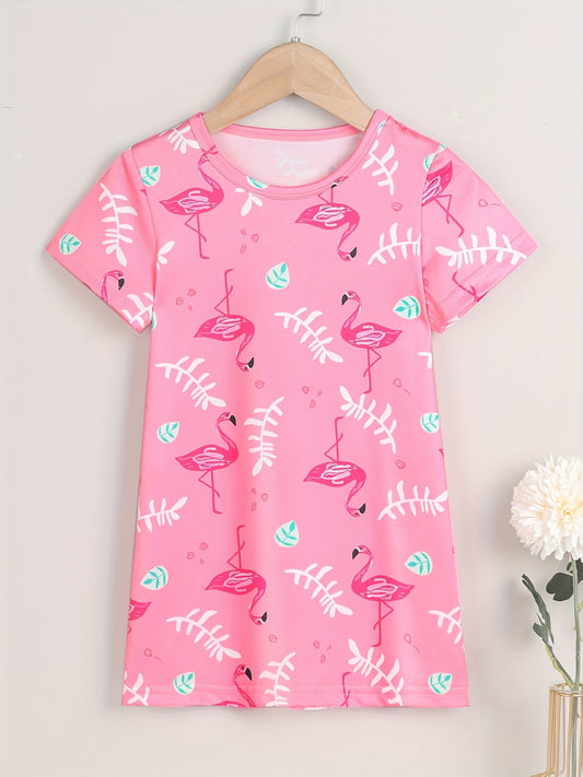 Toddler Girls Flamingo Graphic Casual T shirt Dress