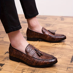 Men's Embossed Tassel Loafers Comfy Casual Shoes