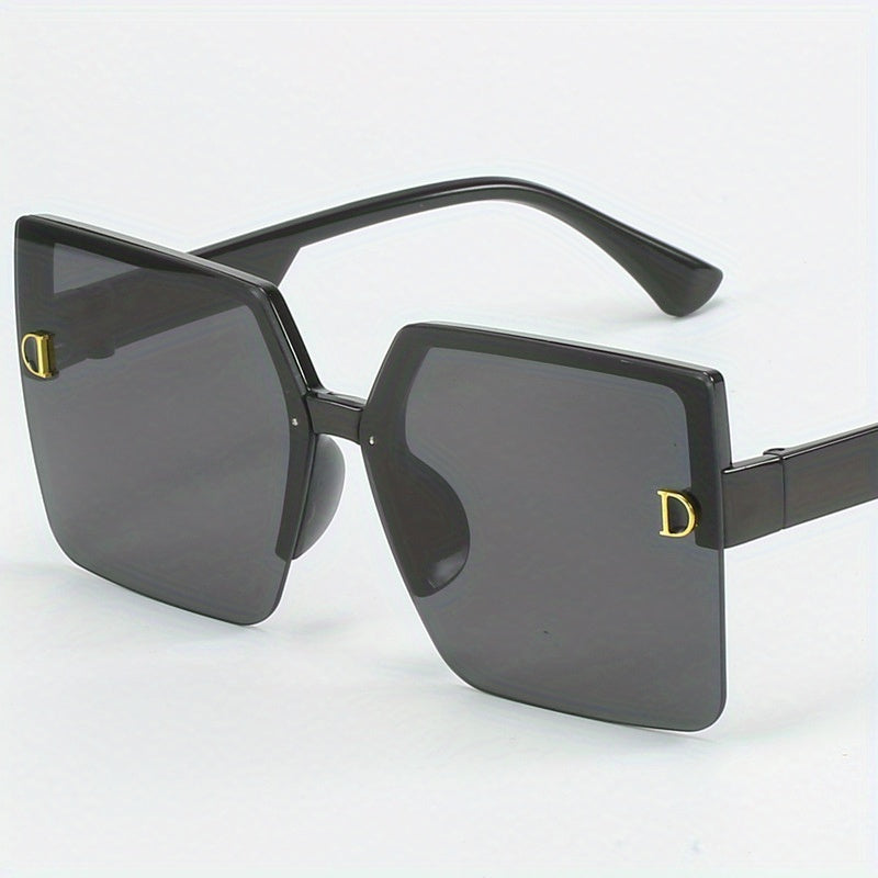 Oversized Rimless Square Sunglasses Gradient Lens UV400