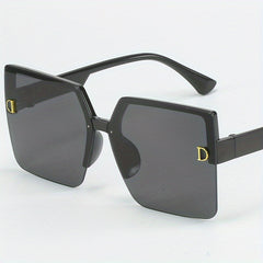 Oversized Rimless Square Sunglasses Gradient Lens UV400